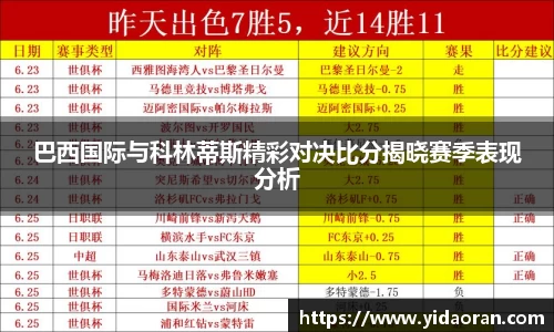 巴西国际与科林蒂斯精彩对决比分揭晓赛季表现分析
